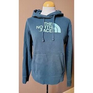 North Face Women's Green Hoodie Pullover Sweatshirt Logo | Size Medium